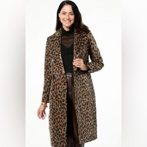 Kathy Ireland Fashion 360 Leopard Love Double Breasted Trench Coat